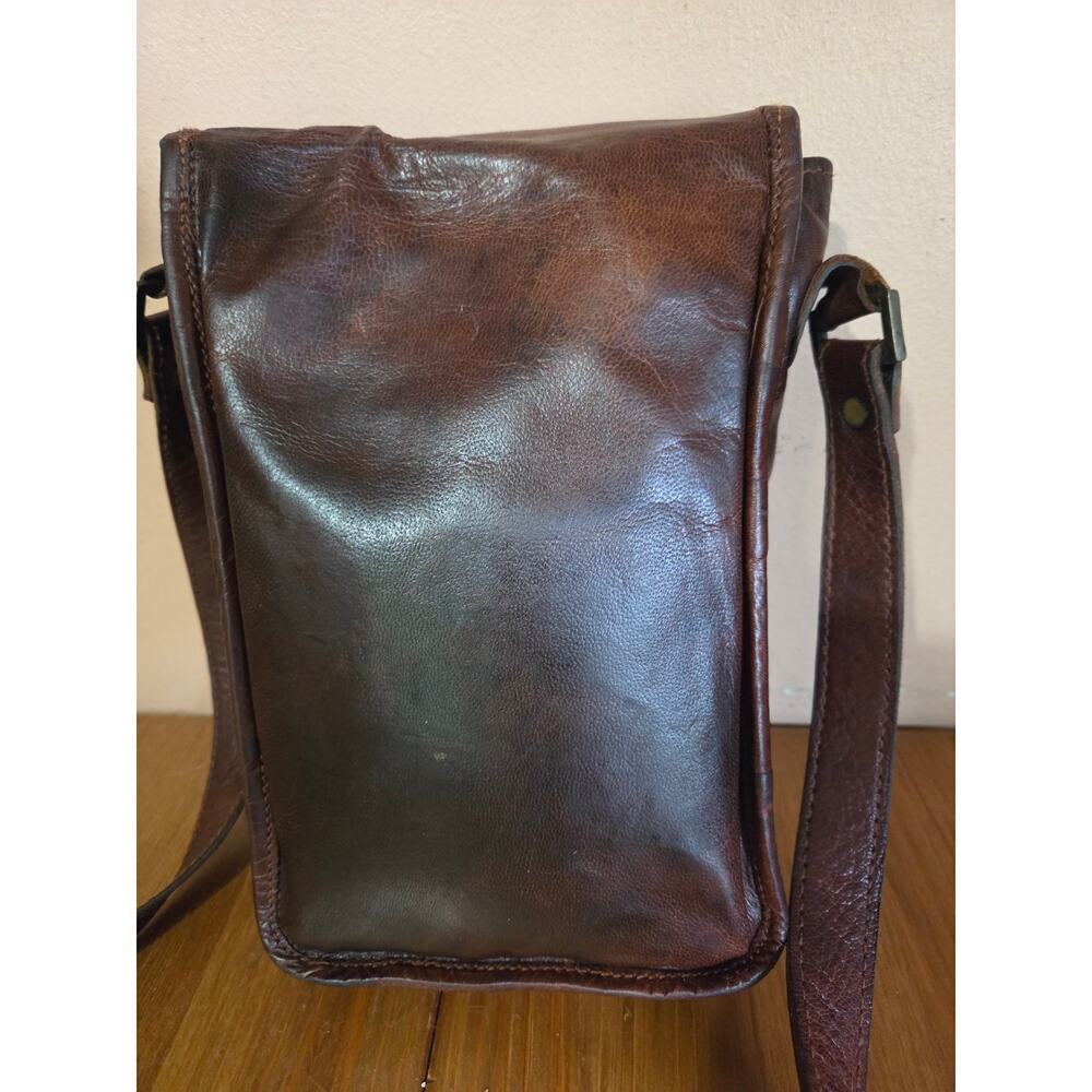 Vintage Handmade Goat Leather Satchel Messenger Crossbody Bag Med in Size - Picture 5 of 10
